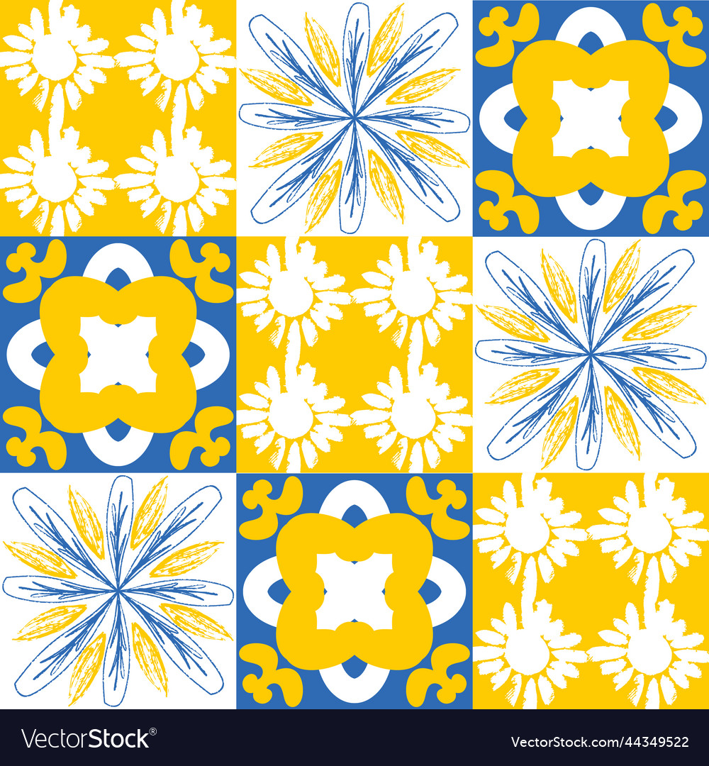 Talavera de puebla ceramic tile yellow blue white