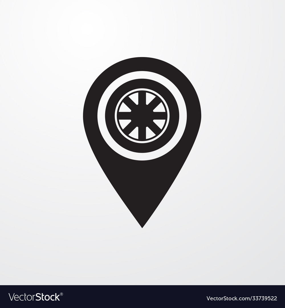 Tyre with pin icon for web and mobile