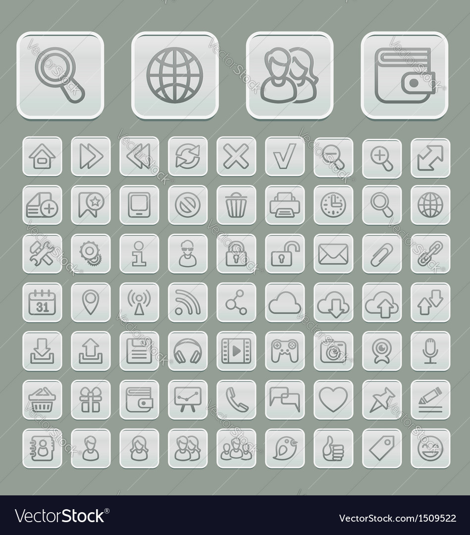 Universal web icons set soft grey edition