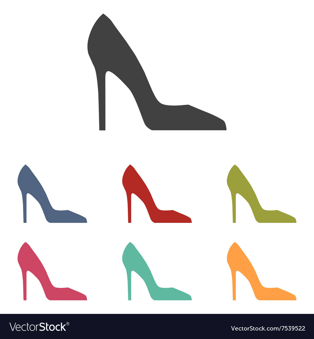 Woman shoe icons set