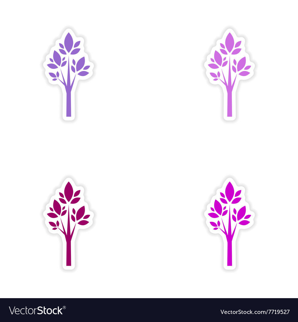 Assembly realistic sticker design on paper tree