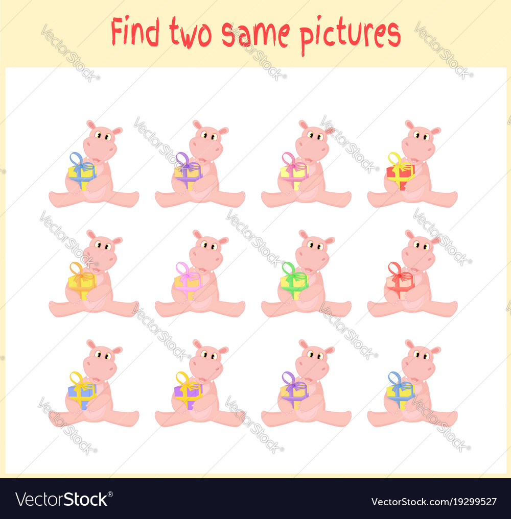 Cartoon finding two exactly Royalty Free Vector Image