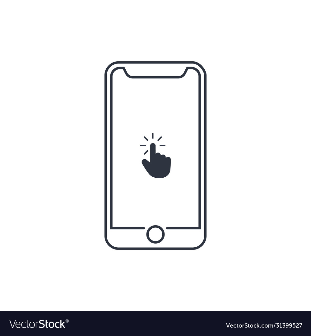 Click button on screen smartphone symbol in flat vector image Click button on screen smartphone symbol in flat