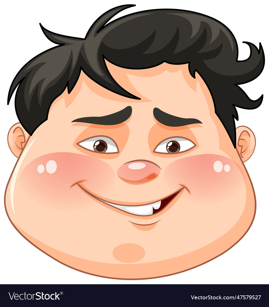 Face of fat boy cartoon Royalty Free Vector Image