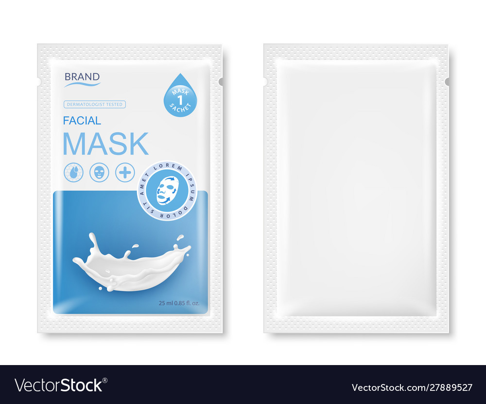 Facial Sheet Mask Sachet Package Mockup Royalty Free Vector