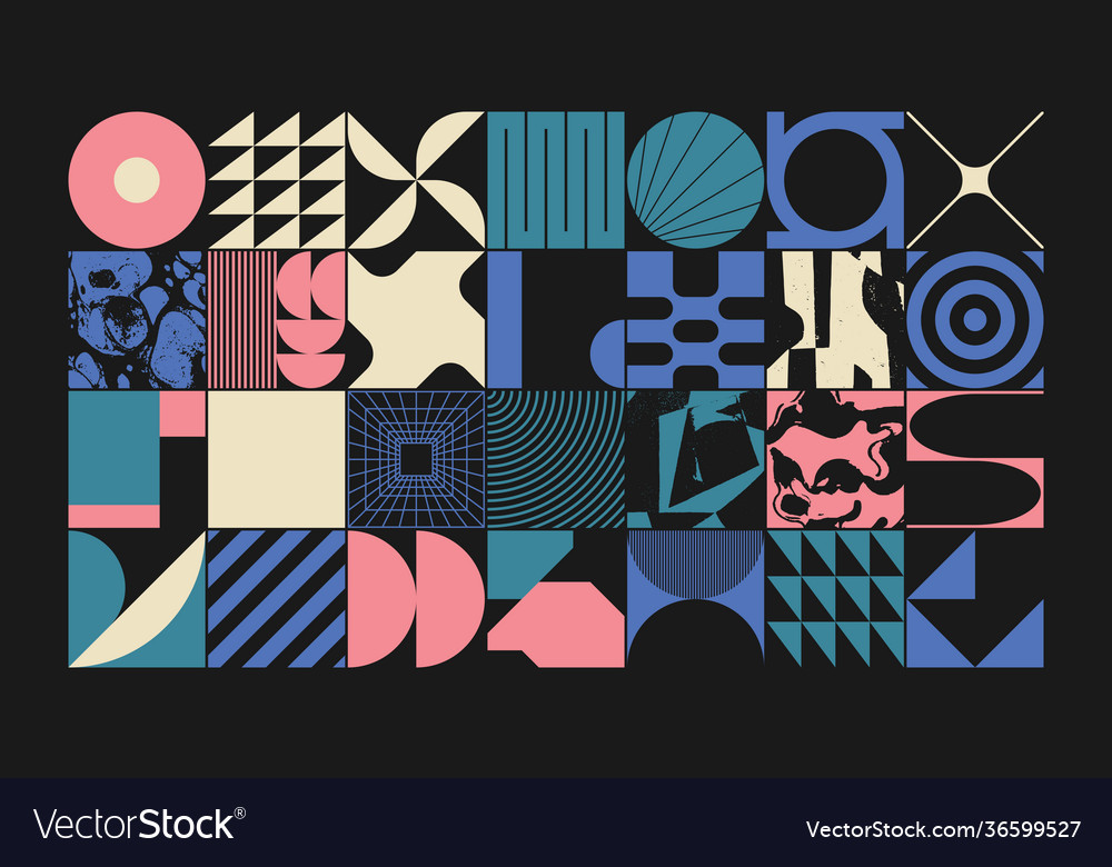 Geometric distress brutalist pattern artwork