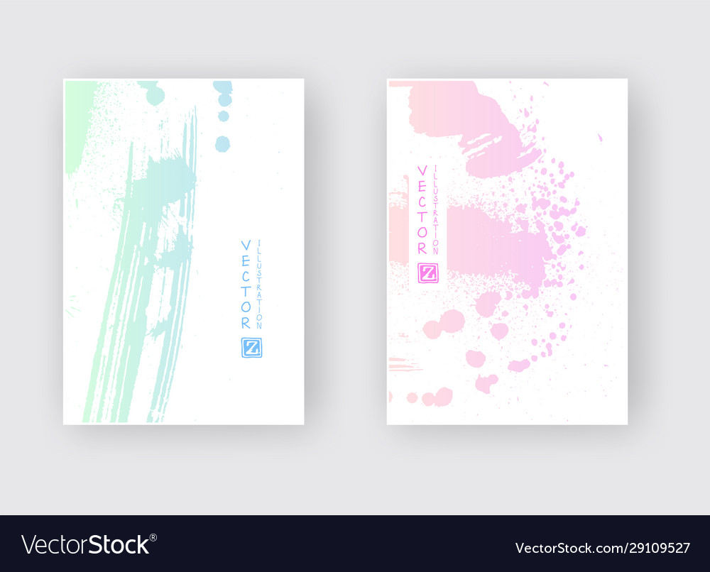 Green pink gradient ink brush stroke poster vector image Green pink gradient ink brush stroke poster