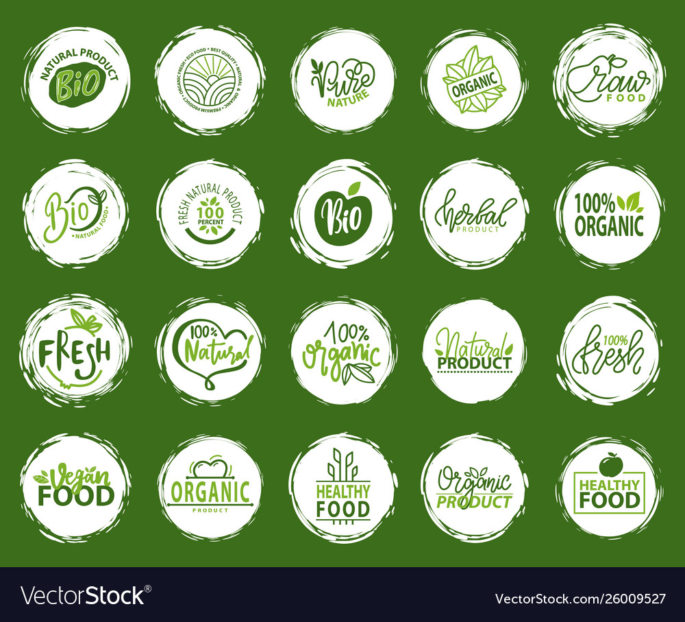 Natural Food & Organic Ingredients Logo Set