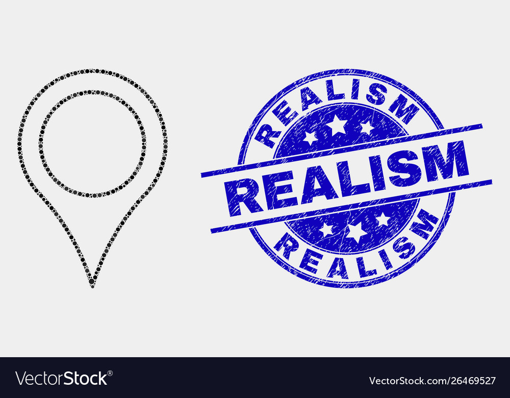 Pixel map pointer icon and grunge realism vector image Pixel map pointer icon and grunge realism