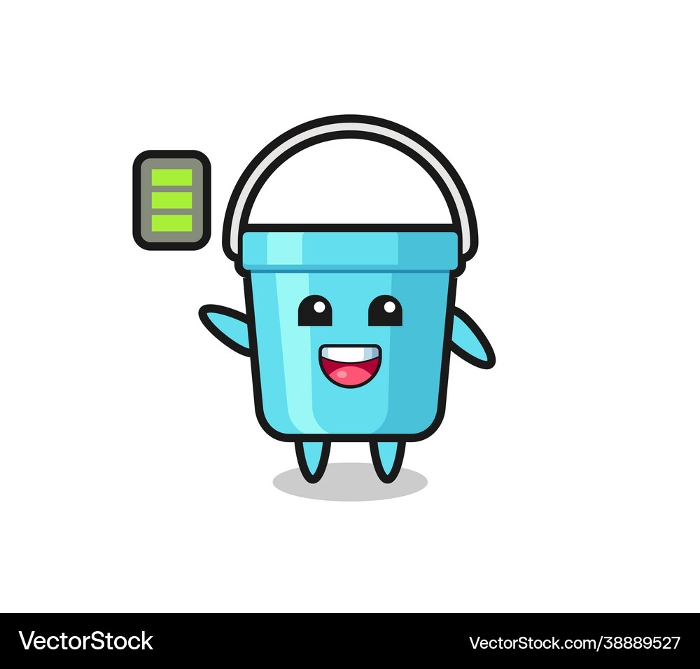 Plastic bucket mascot character with energetic Vector Image