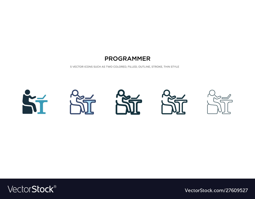 Programmierer-Symbol in verschiedenen Stil zweifarbig vector image Programmierer-Symbol in verschiedenen Stil zweifarbig