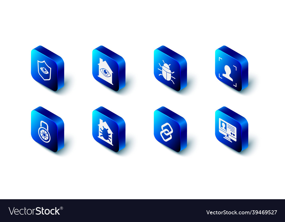 Set house with eye scan system bug face Vector Image Set house with eye scan system bug face