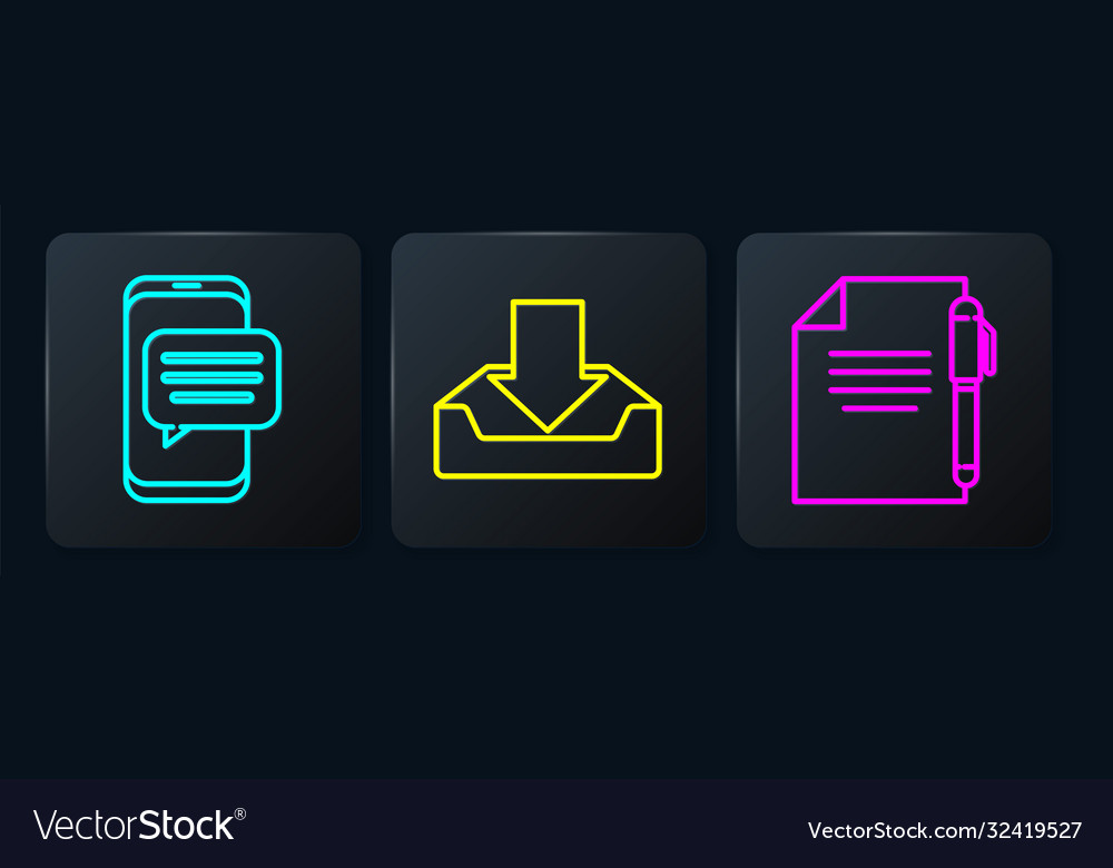 Set line chat messages notification on phone vector image Set line chat messages notification on phone