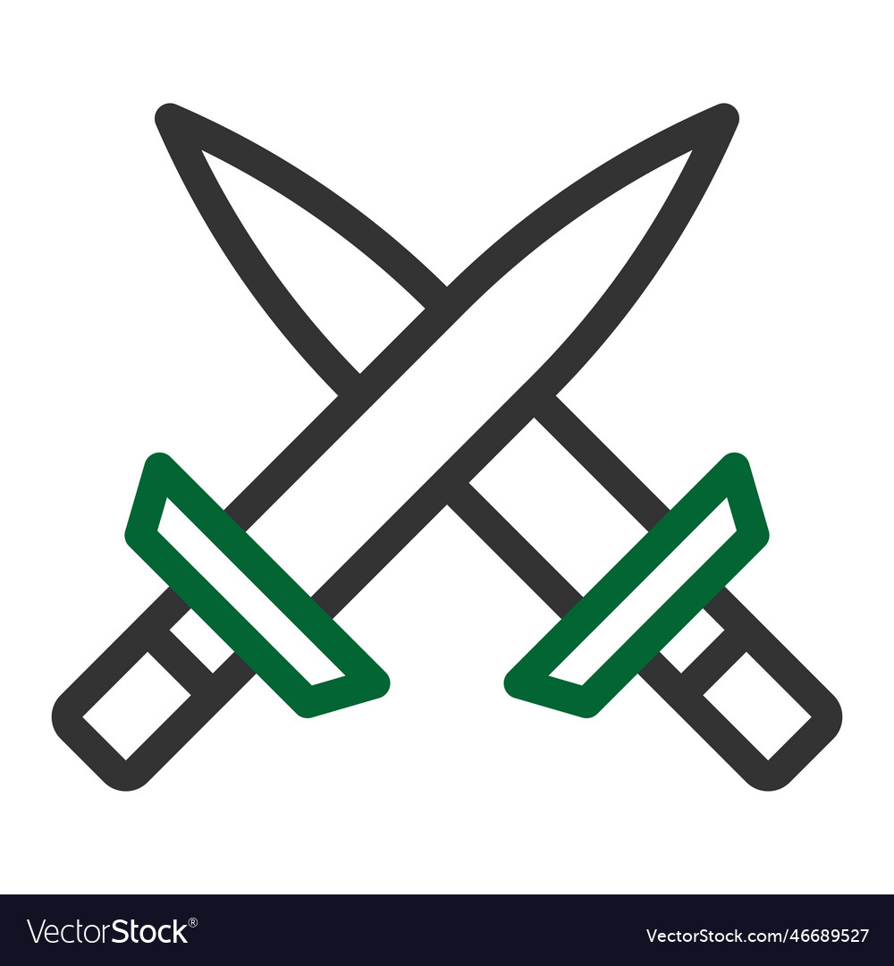 Sword icon duocolor grey green colour military