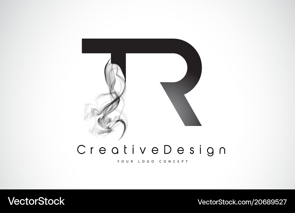 Tr Letter Logo Design With Black Smoke Royalty Free Vector