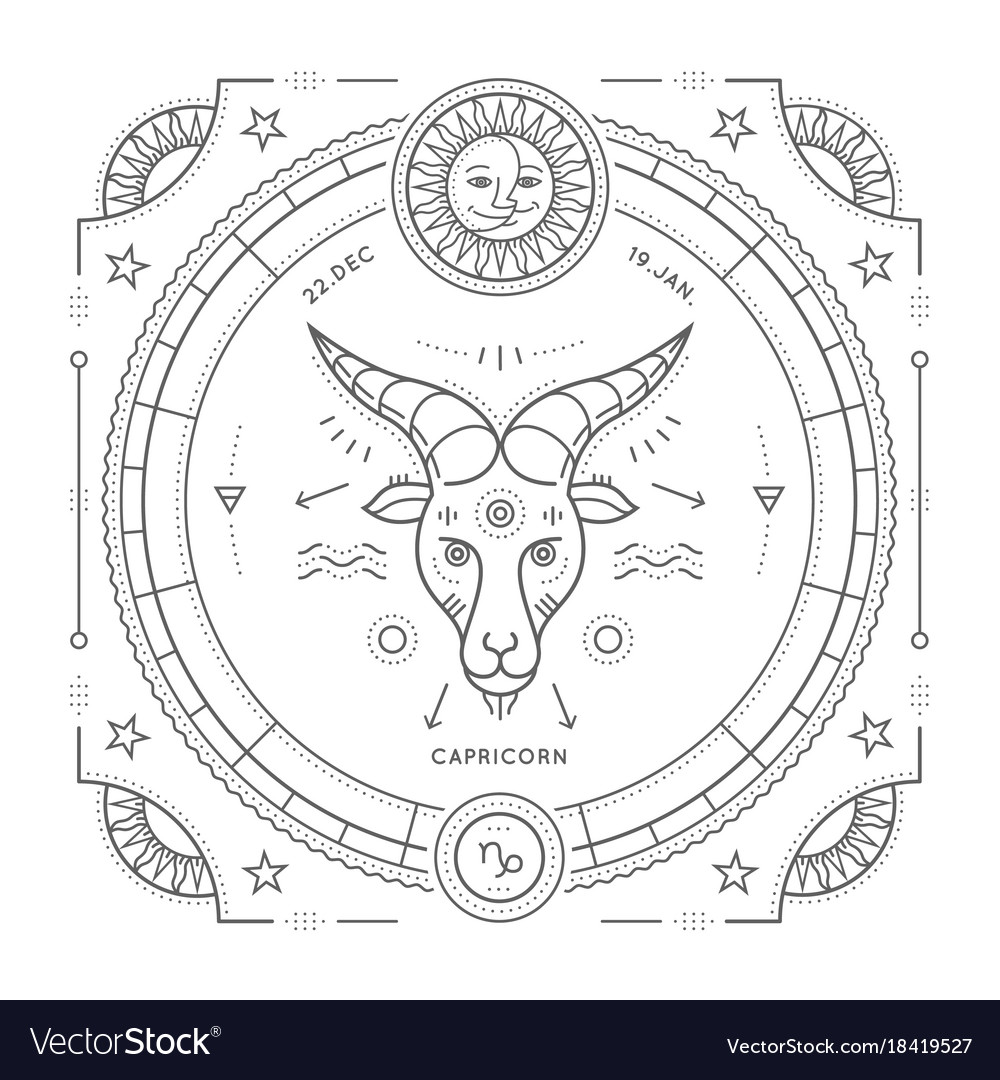 Vintage Capricorn Zodiac Sign