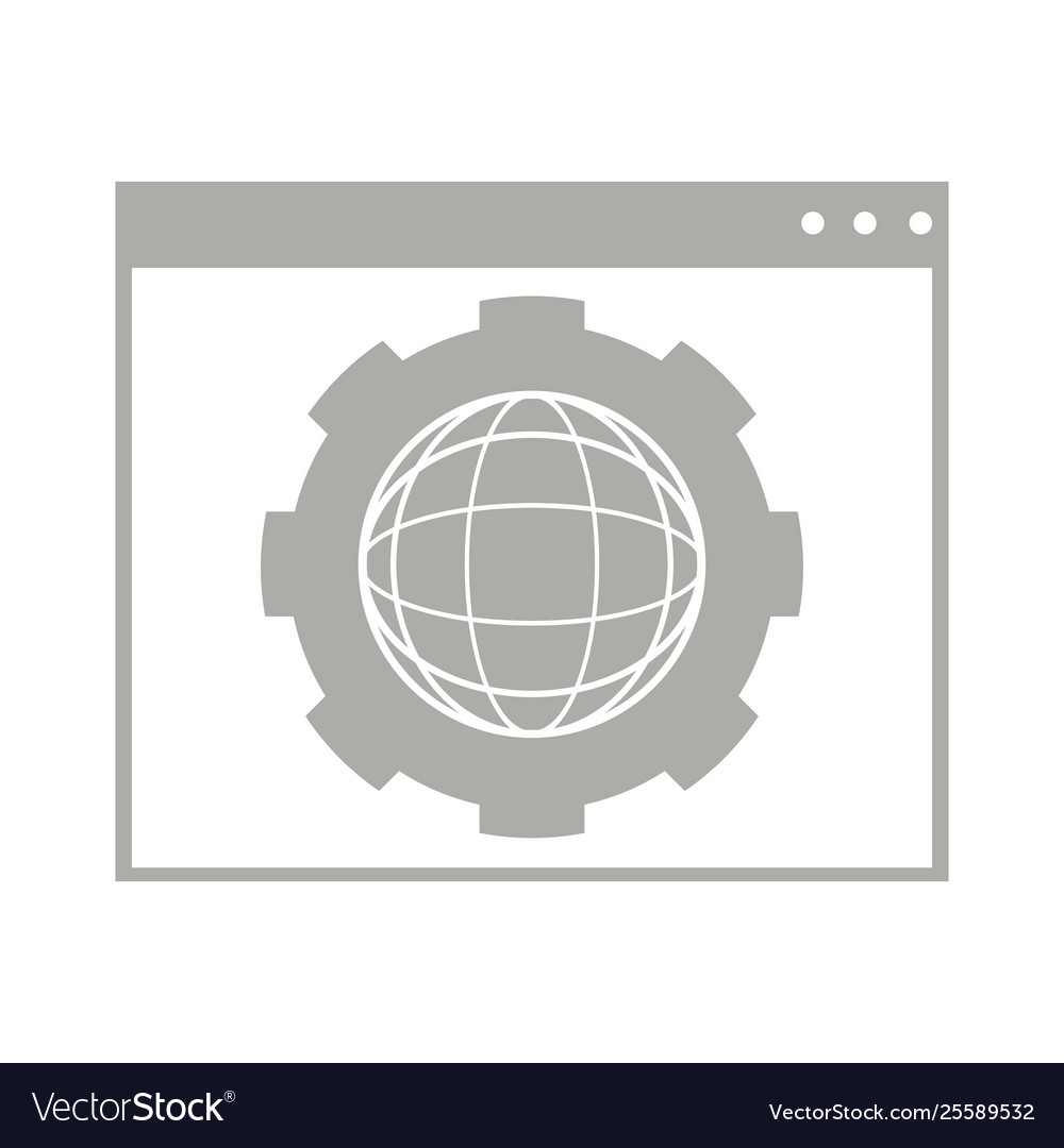 Browser window with a web and gear symbol