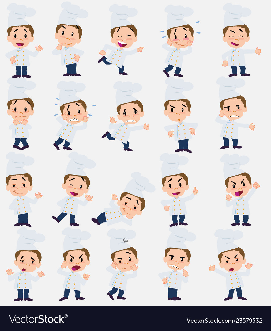 Cartoon character chef set with different