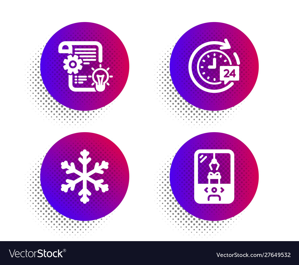 Cogwheel 24h delivery and snowflake icons set