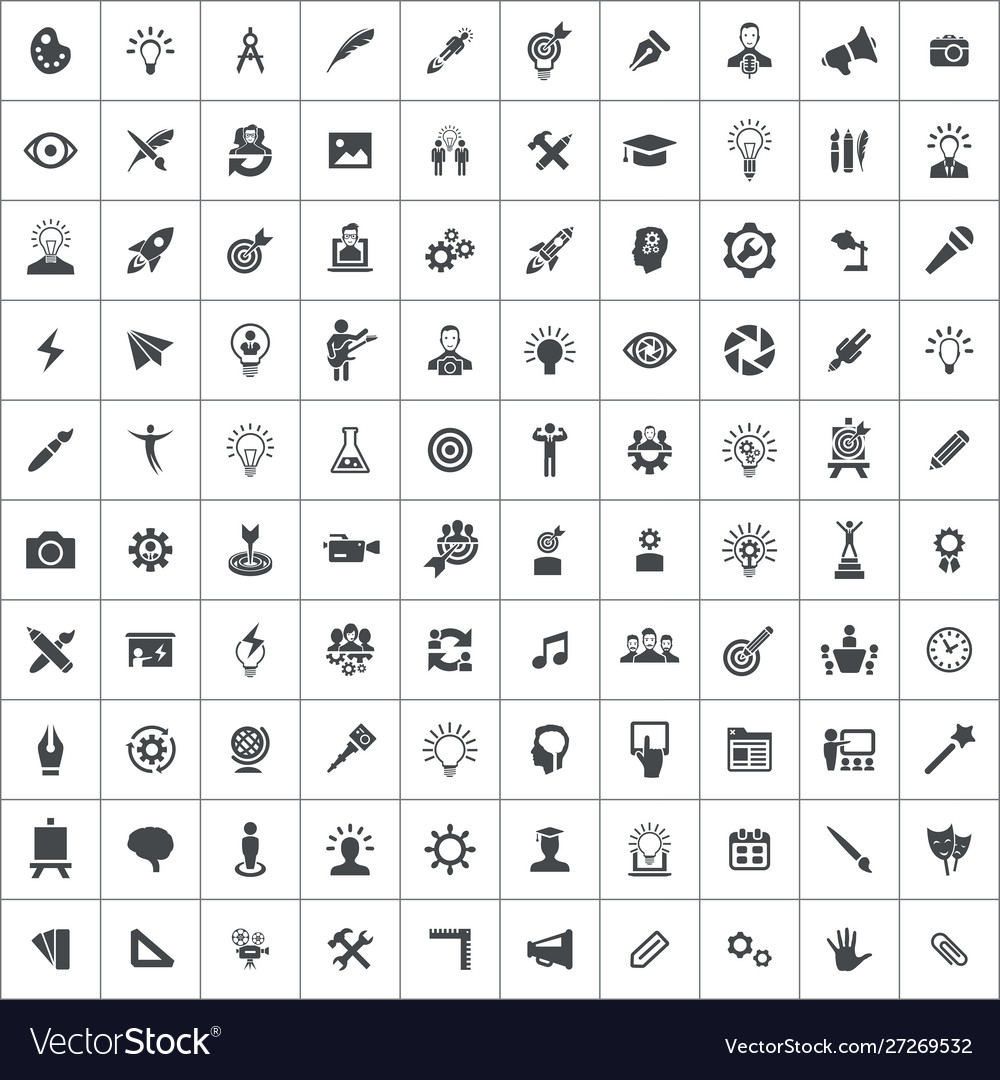 Creative process 100 icons universal set for web