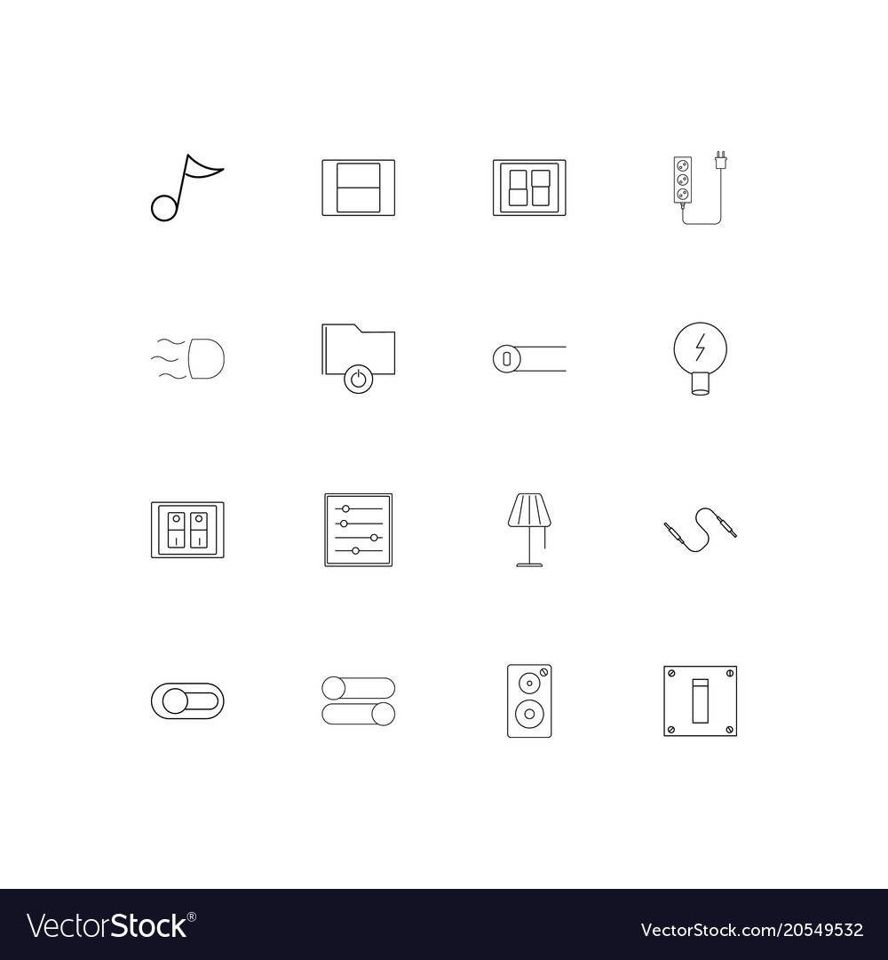 Electrical simple linear icons set outlined