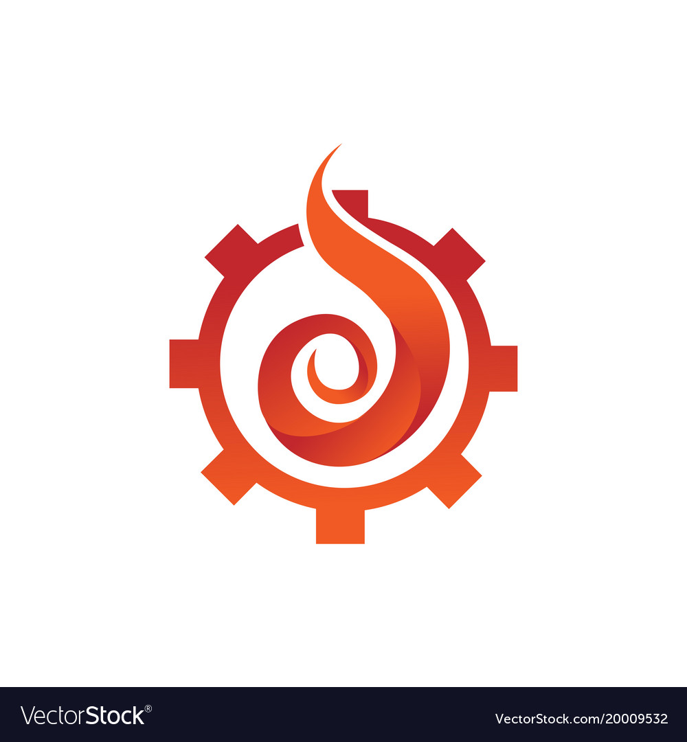 Engineering gear cog flame fire symbol design