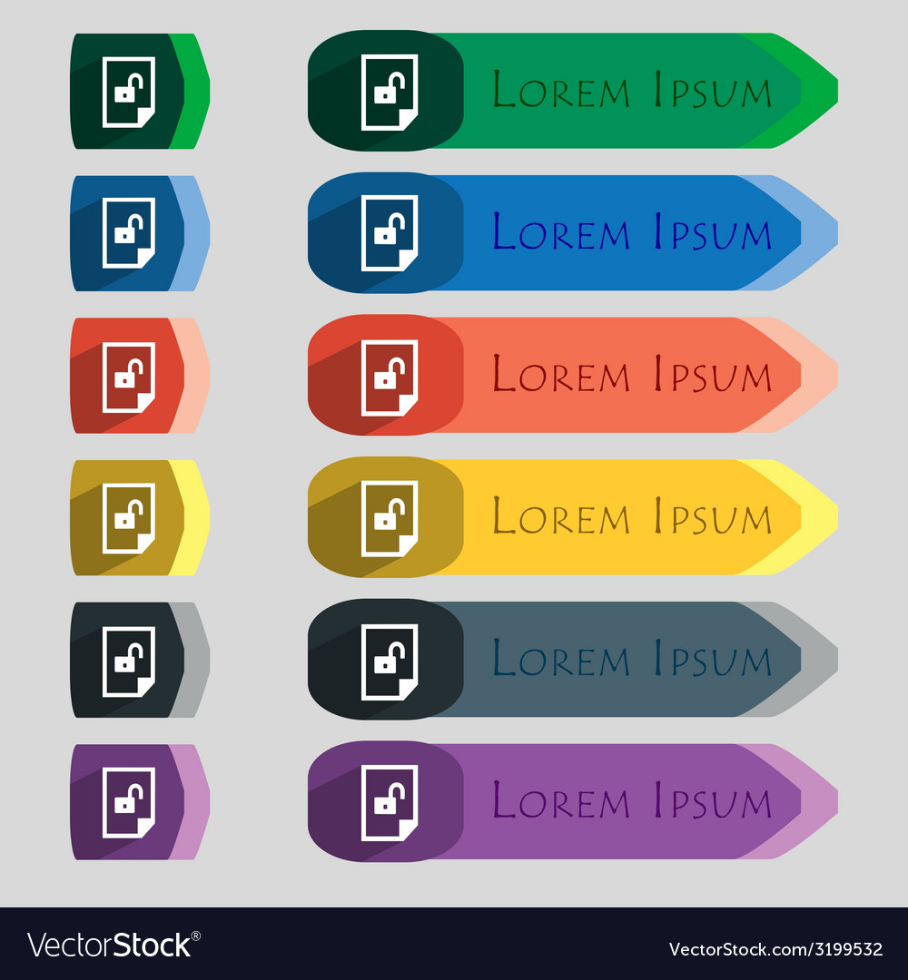 File unlocked icon sign set of coloured buttons