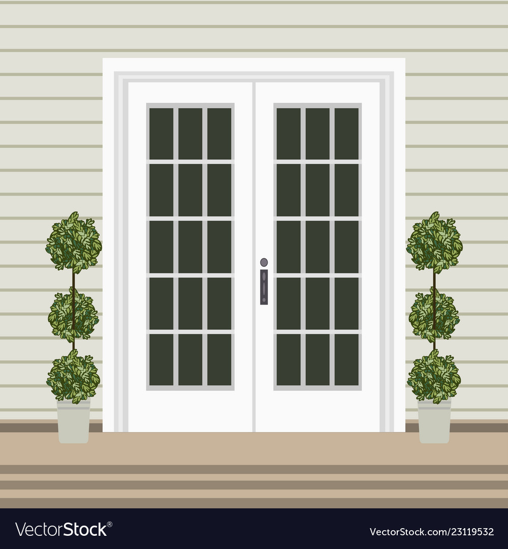 House door front with doorstep and mat steps vector image House door front with doorstep and mat steps