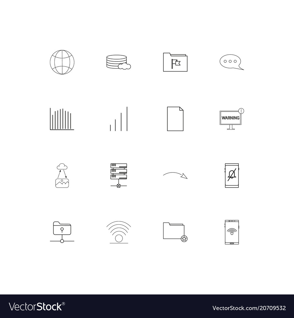 Netzwerk und Datenbank einfache lineare Icons Set vector image Netzwerk und Datenbank einfache lineare Icons Set