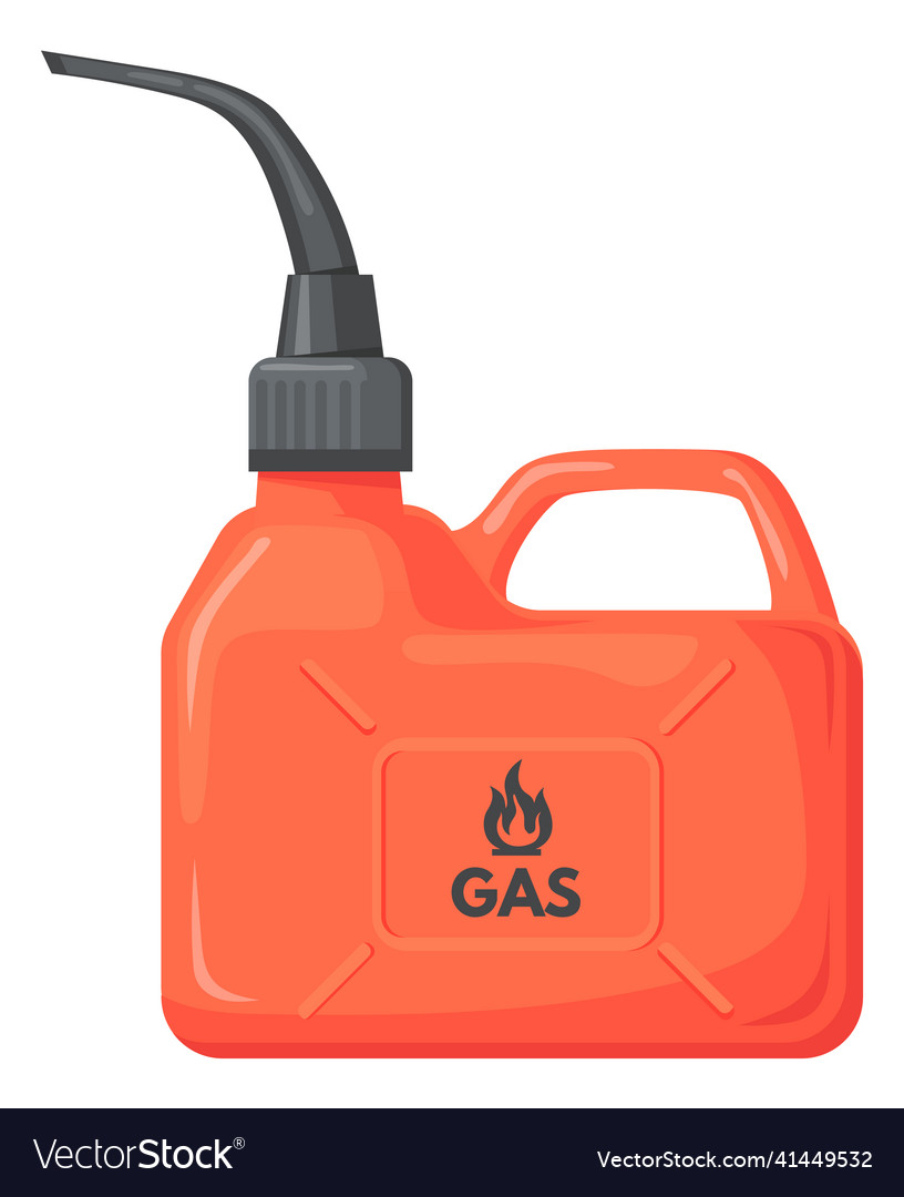 Red jerrycan plastic gas container with black