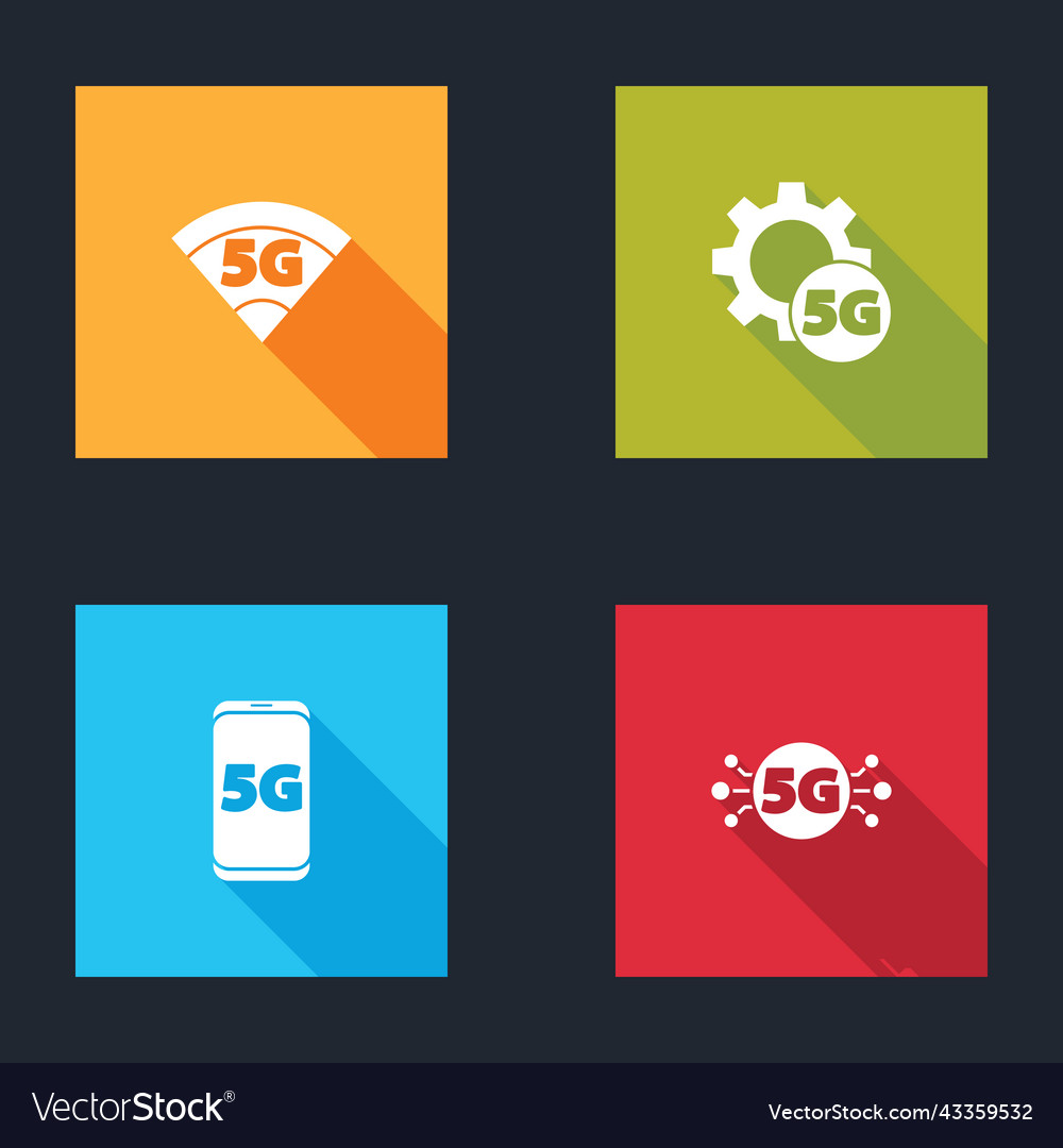 Set 5g network setting mobile with and icon Vector Image Set 5g network setting mobile with and icon