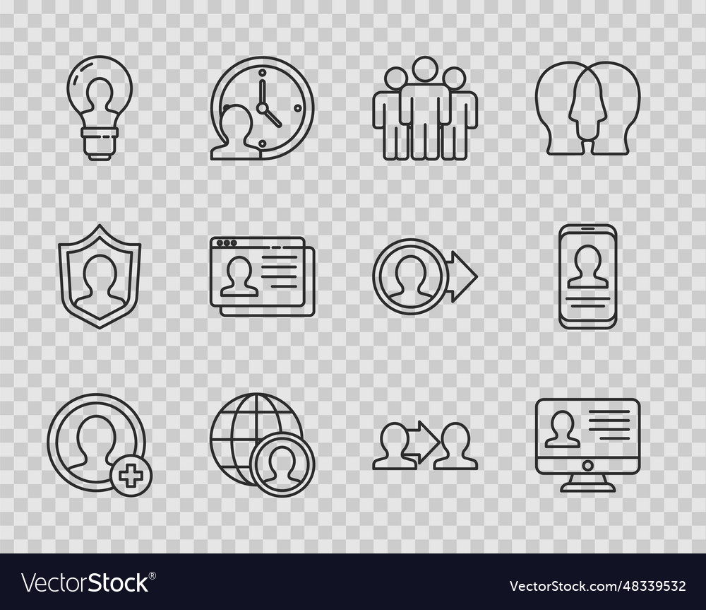 Set line create account screen monitor Vector Image Set line create account screen monitor