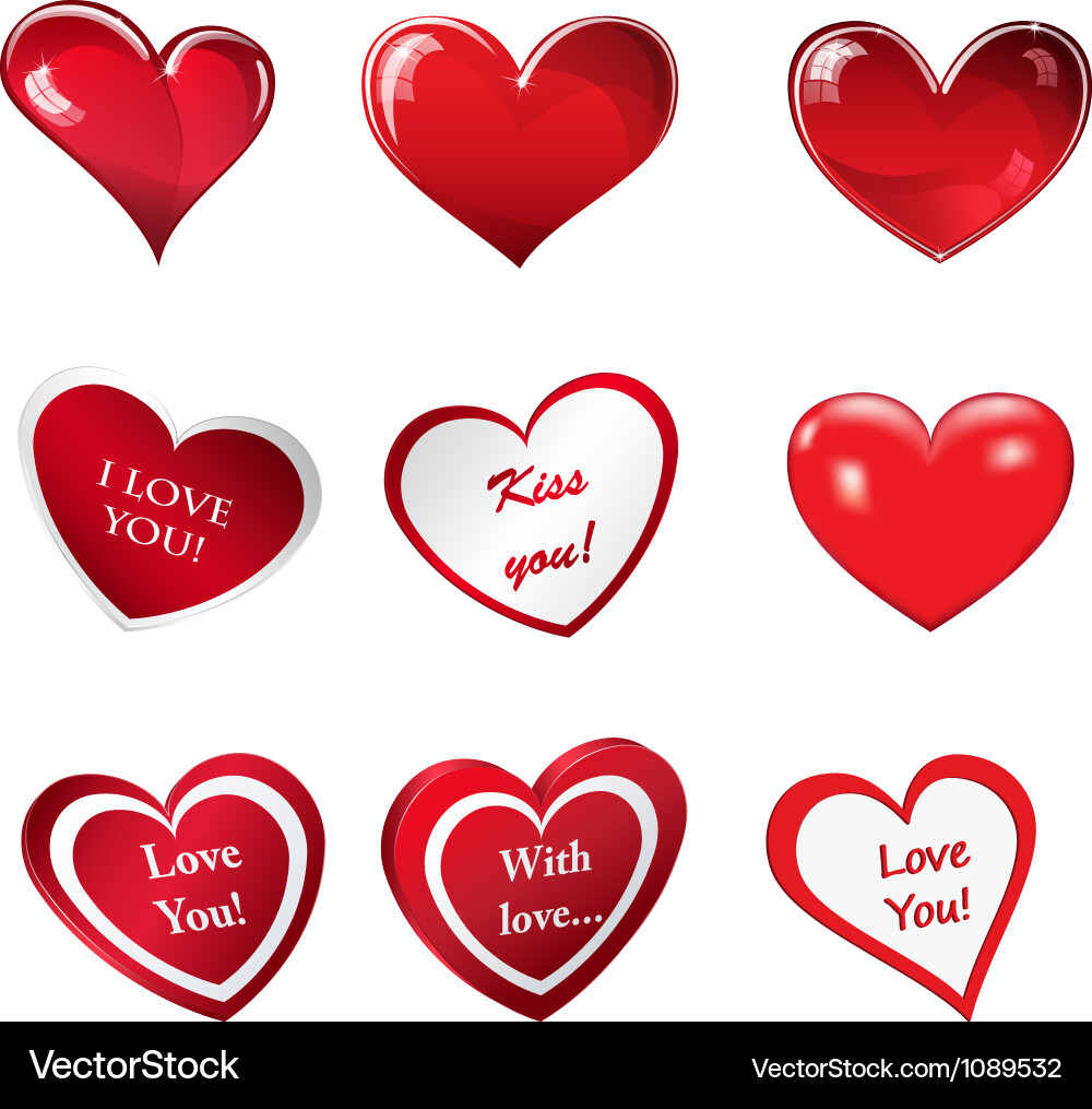 Set red hearts Royalty Free Vector Image - VectorStock