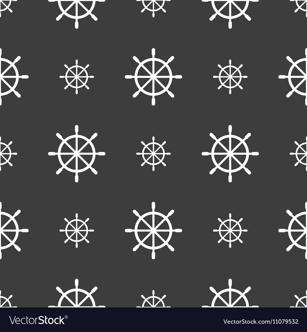 Ship steering wheel icon sign seamless pattern