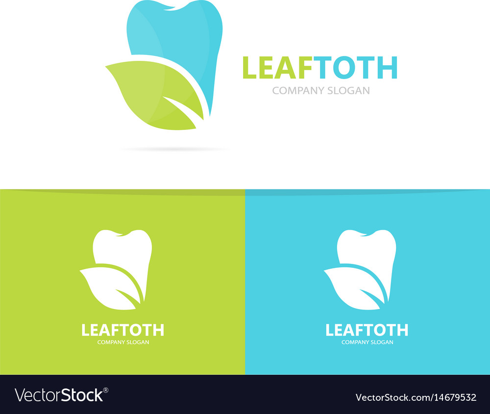 Tooth and leaf logo combination dental