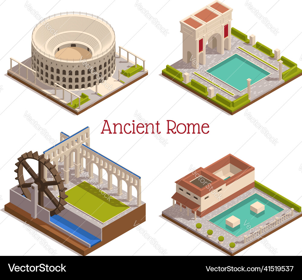 Ancient rome isometric set Royalty Free Vector Image