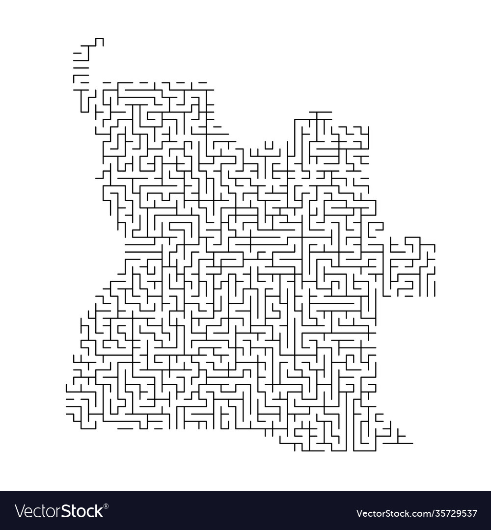 Angola map from black pattern maze grid