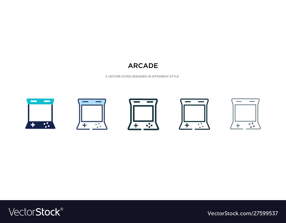 Arcade icon in different style two colored vector image Arcade icon in different style two colored