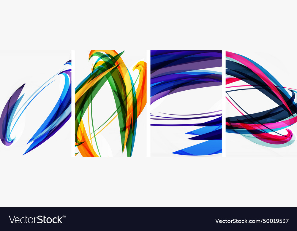 Colorful wave lines poster set for wallpaper Vector Image