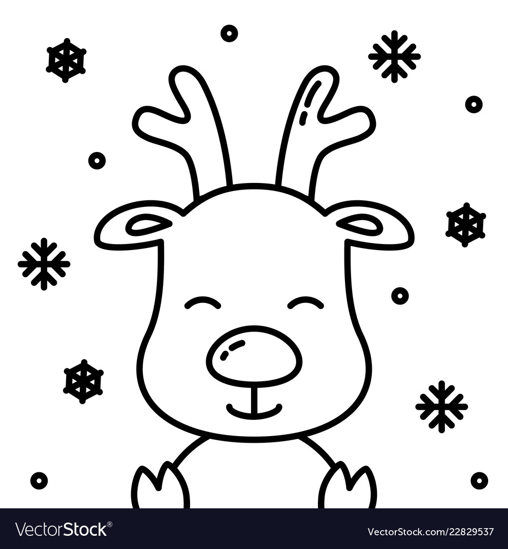 reindeer cartoon black and white