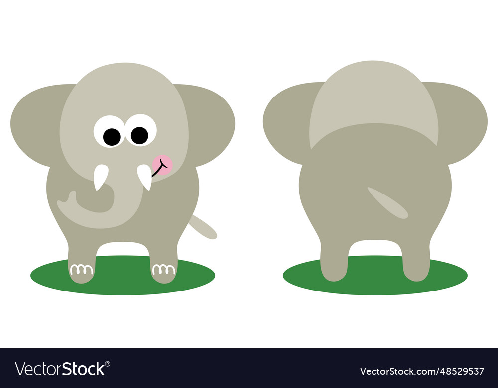 Cute elephant on front and back position Vector Image