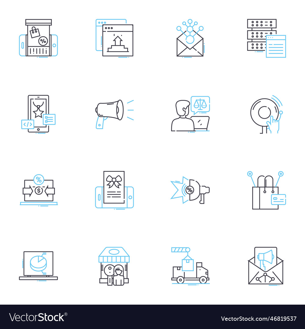 Digital engine linear icons set efficiency Vector Image Digital engine linear icons set efficiency
