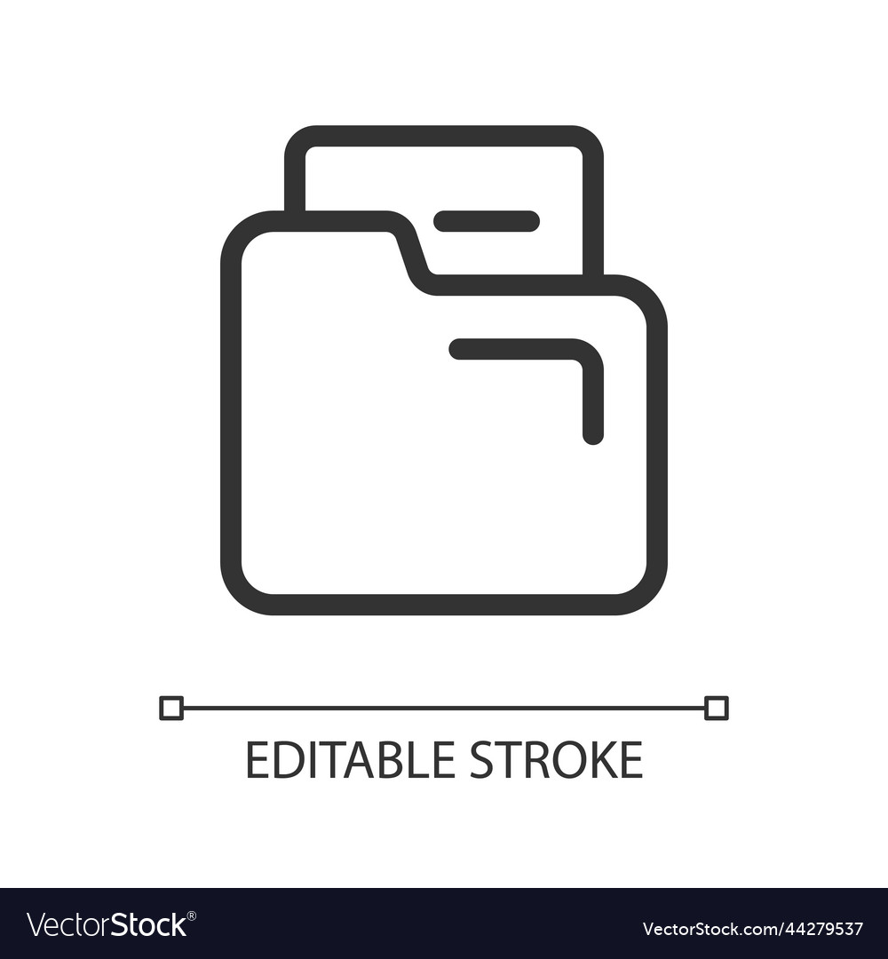Document in folder pixel perfect linear ui icon Vector Image Document in folder pixel perfect linear ui icon