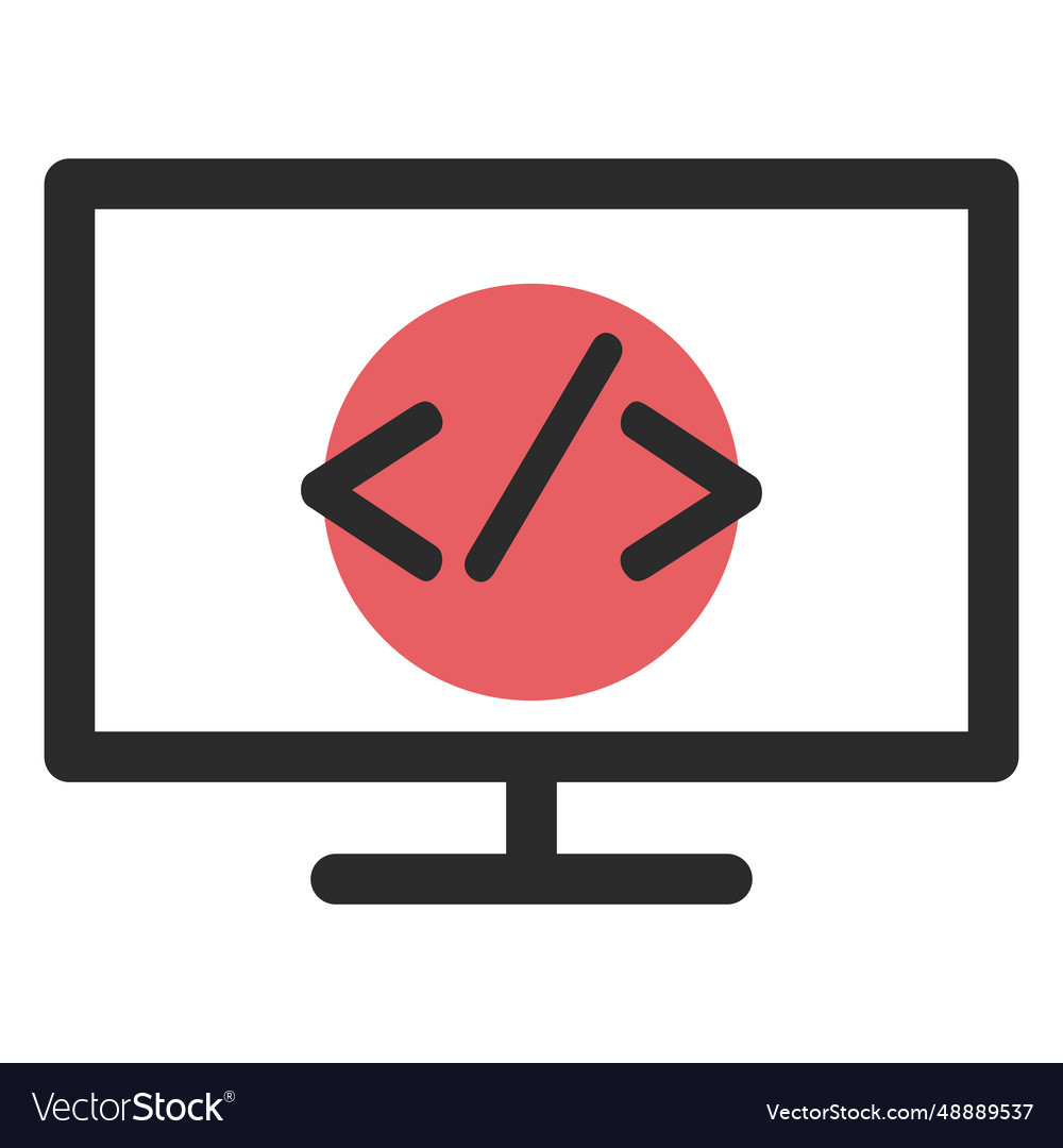Html monitor colored stroke icon Royalty Free Vector Image