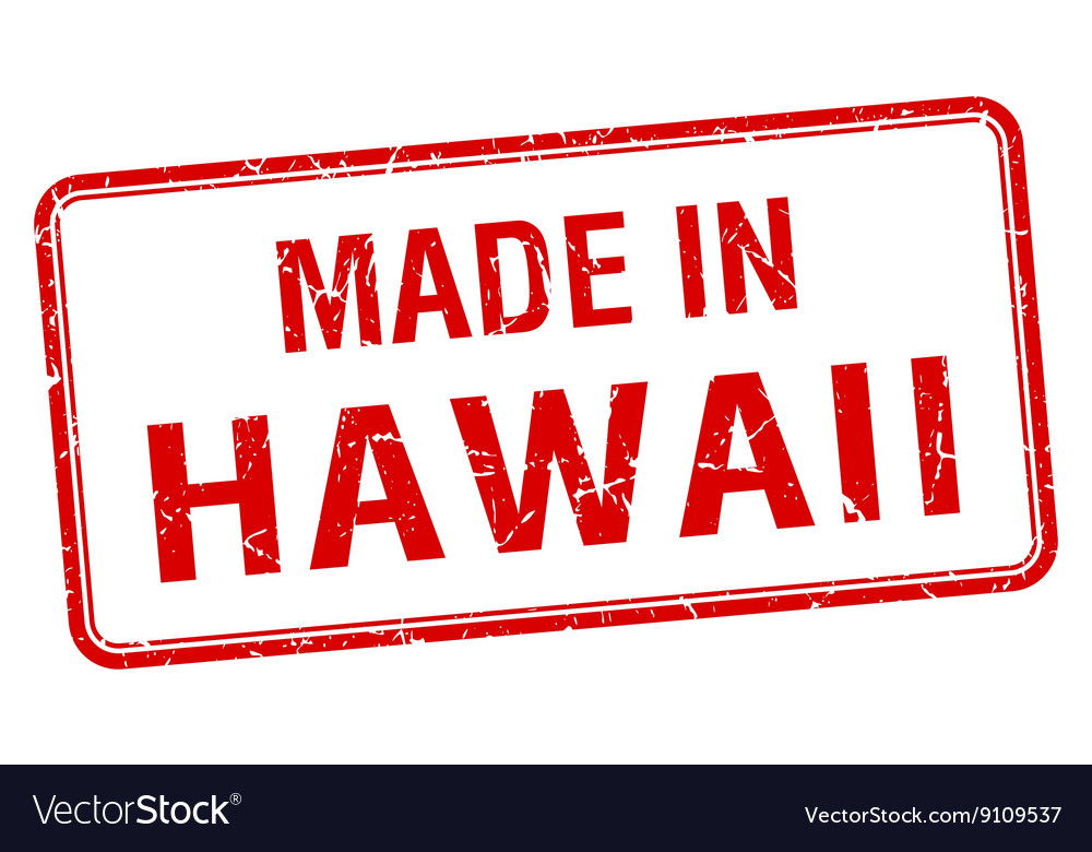 Hergestellt in hawaii rot Quadrat isoliert Stempel