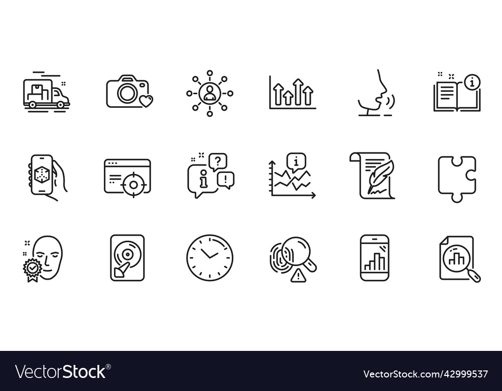 Outline set of hdd fingerprint and 3d app line vector image Outline set of hdd fingerprint and 3d app line