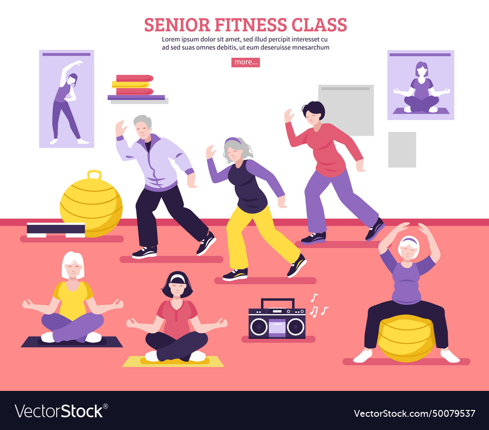 Senior Fitness-Klasse Flat Poster