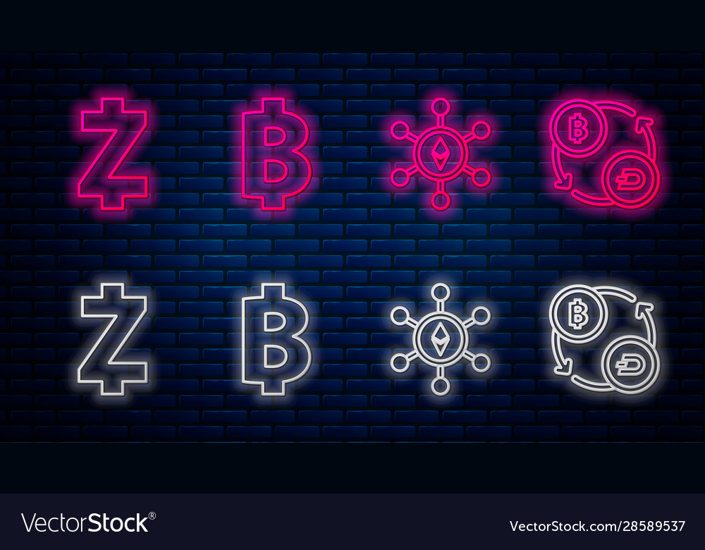 Set line cryptocurrency coin bitcoin blockchain vector image Set line cryptocurrency coin bitcoin blockchain