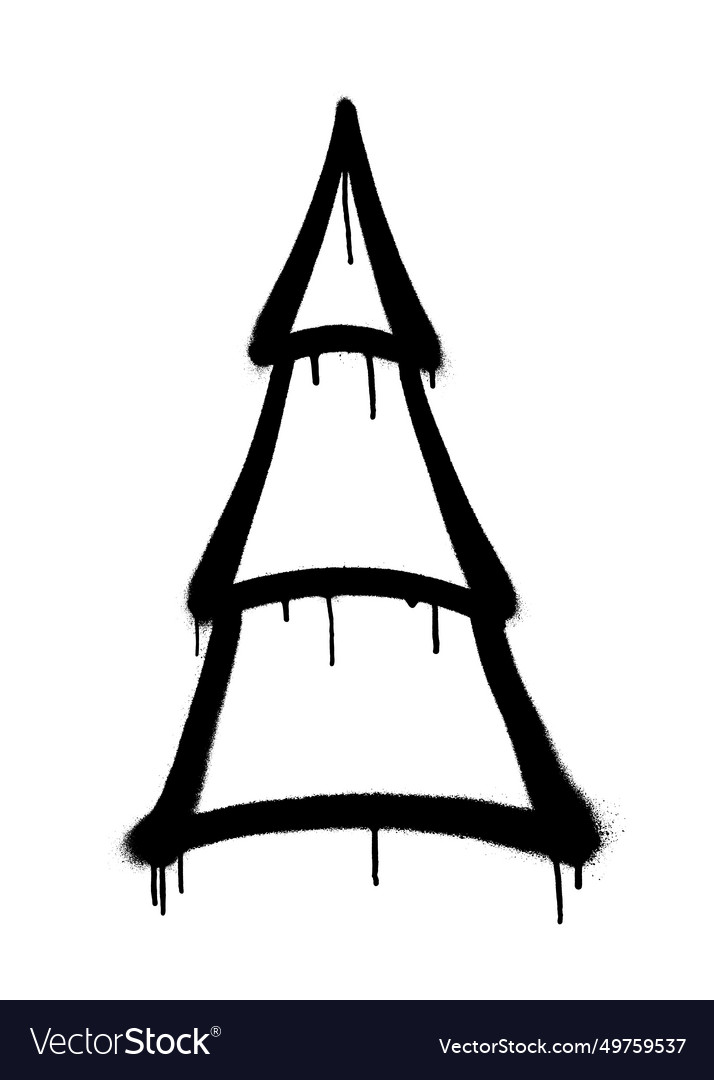 Sprayed christmas tree with overspray in black Vector Image