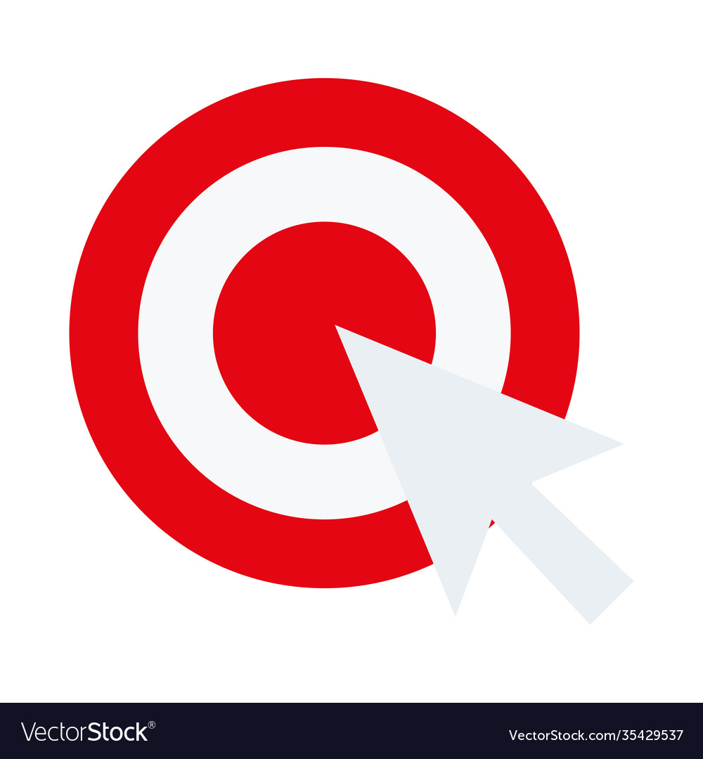 Target with mouse cursor arrow flat style icon vector image Target with mouse cursor arrow flat style icon